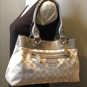 Used silver grey Coach handbag reduced to $40